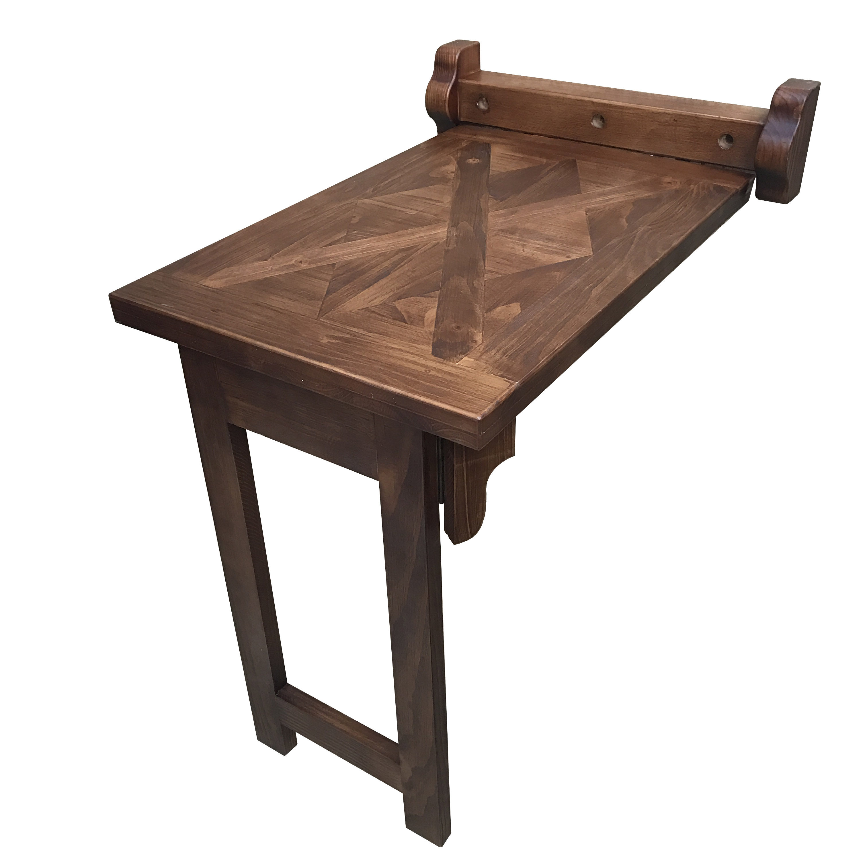 美式乡村复古实木折叠餐桌 北欧小户型原木可折叠伸缩壁挂小桌子