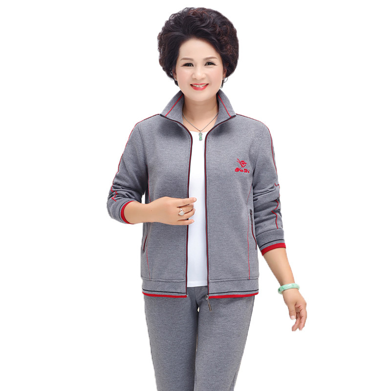 妈妈春装外套中老年女装运动服套装40岁50大码春秋老年人休闲上衣_3折