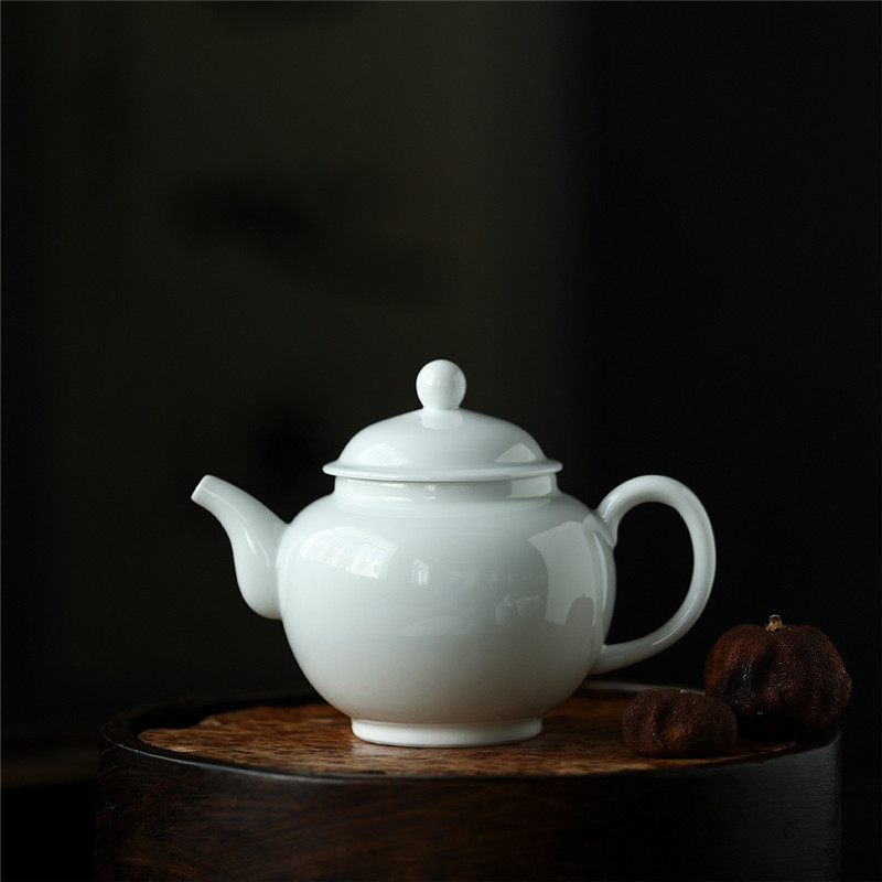 景德镇纯手工高温白瓷玉瓷茶壶单壶小号泡茶器如意壶甜白功夫茶具
