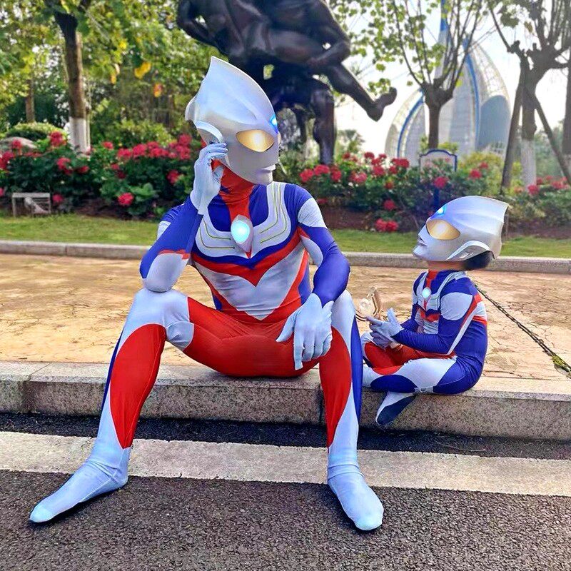 儿童奥特曼的衣服迪迦服装披风连体衣套装正版男孩真人皮套大人版