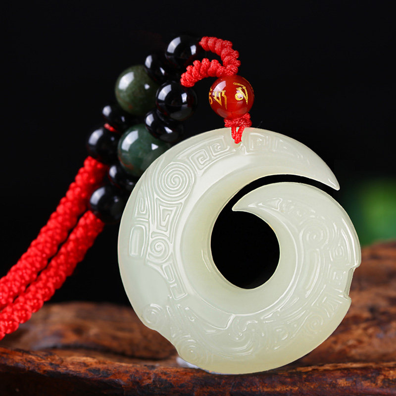 正品玉石挂件和田玉吊坠时来运转项链男玉佩青玉轮回女玉坠平安扣