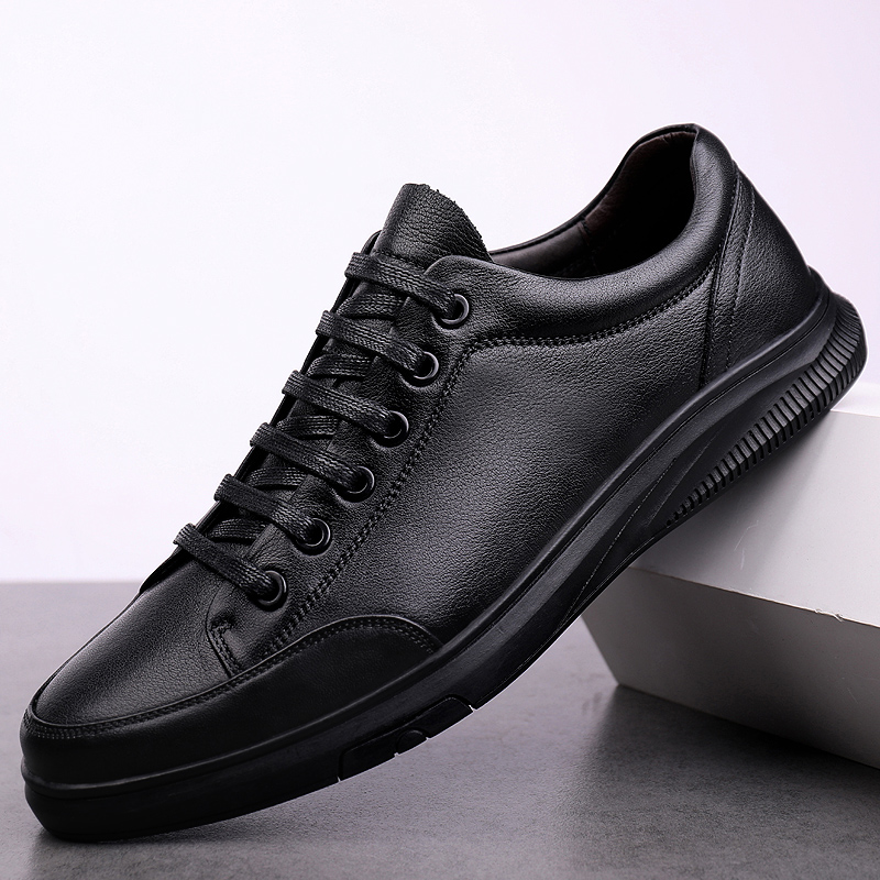 其乐男士真皮板鞋韩版百搭休闲皮鞋男透气软面皮时尚潮鞋学已售020元