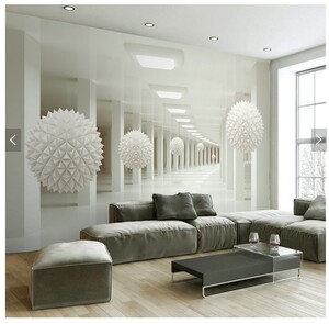 3d立体空间白色圆球抽象拓展空间电视背景墙5d壁画卧室书房壁纸