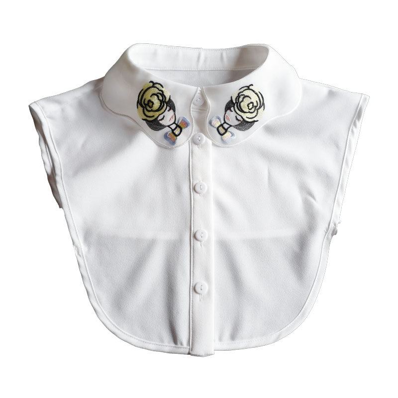 小仙女绣花假领子女百搭衬衫领白色雪纺韩版减龄女式领花装饰领