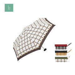 新品日本because小清新超轻折叠晴雨伞 格子款两用迷你笔袋五折伞
