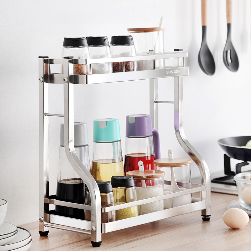 厨房多层调料架加厚304不锈钢置物架调味瓶收纳架多层调味罐油瓶
