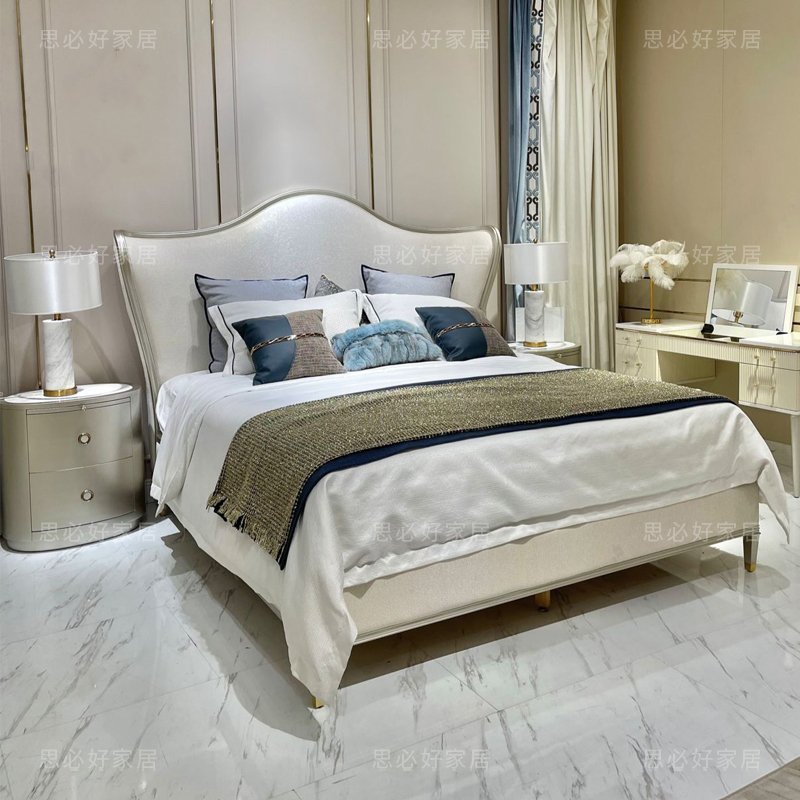 思必好美式床实木床轻奢元宝床1米8主卧法式床高端定制欧式双人床