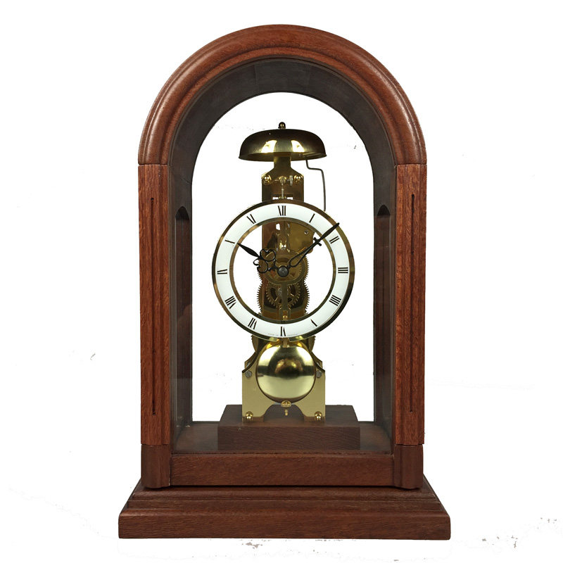 实木机械上弦座钟发条台钟摆件客厅德国赫姆勒透视齿轮钟