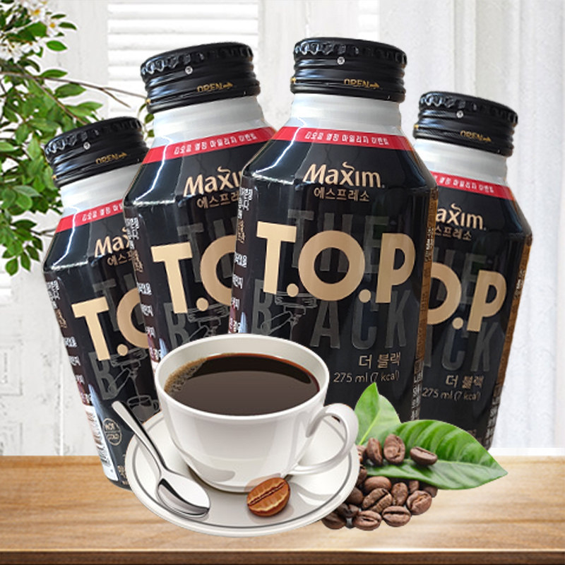 韩国进口麦馨top275mlx4瓶黑咖啡即开即饮