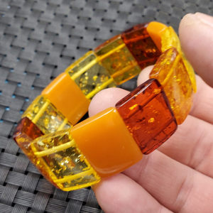 饰品手链人造琥珀蜜蜡手排血泊平安牌手链花蜜蜡手串无事牌手镯