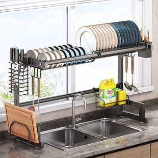厨房水槽置物架台面洗碗架多功能碗盘沥水水池上方放碗碟收纳架子