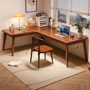 书桌家用实木转角拐角L型卧室书房办公桌小户型工作台式电脑桌子
