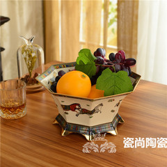 欧式陶瓷果盘奢华客厅大号水果盘 创意实用茶几装饰家居摆件