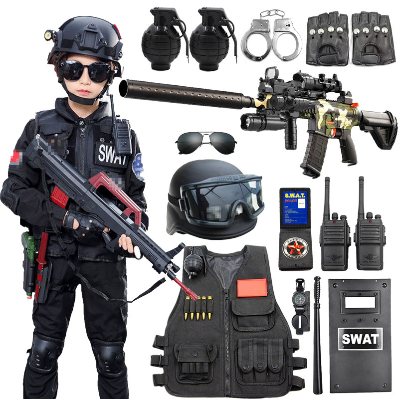 儿童玩具枪套装 awm狙击男孩吃鸡装备仿真特警衣服男孩小警察装备