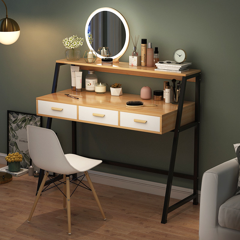 轻奢ins风梳妆台简约现代卧室小户型网红化妆台带灯北欧化妆桌