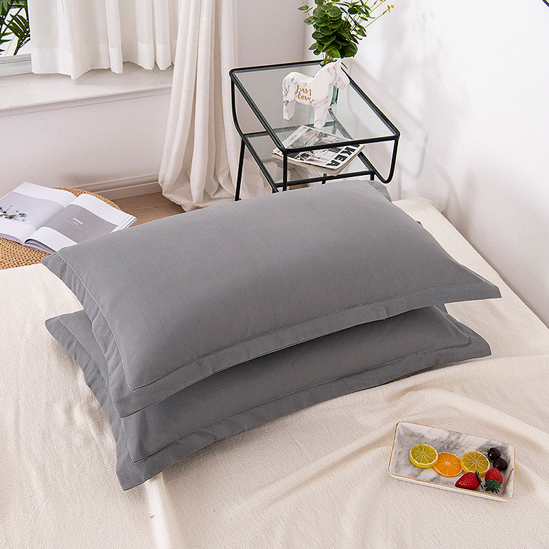 纯素色一对装水洗棉单成人枕头套