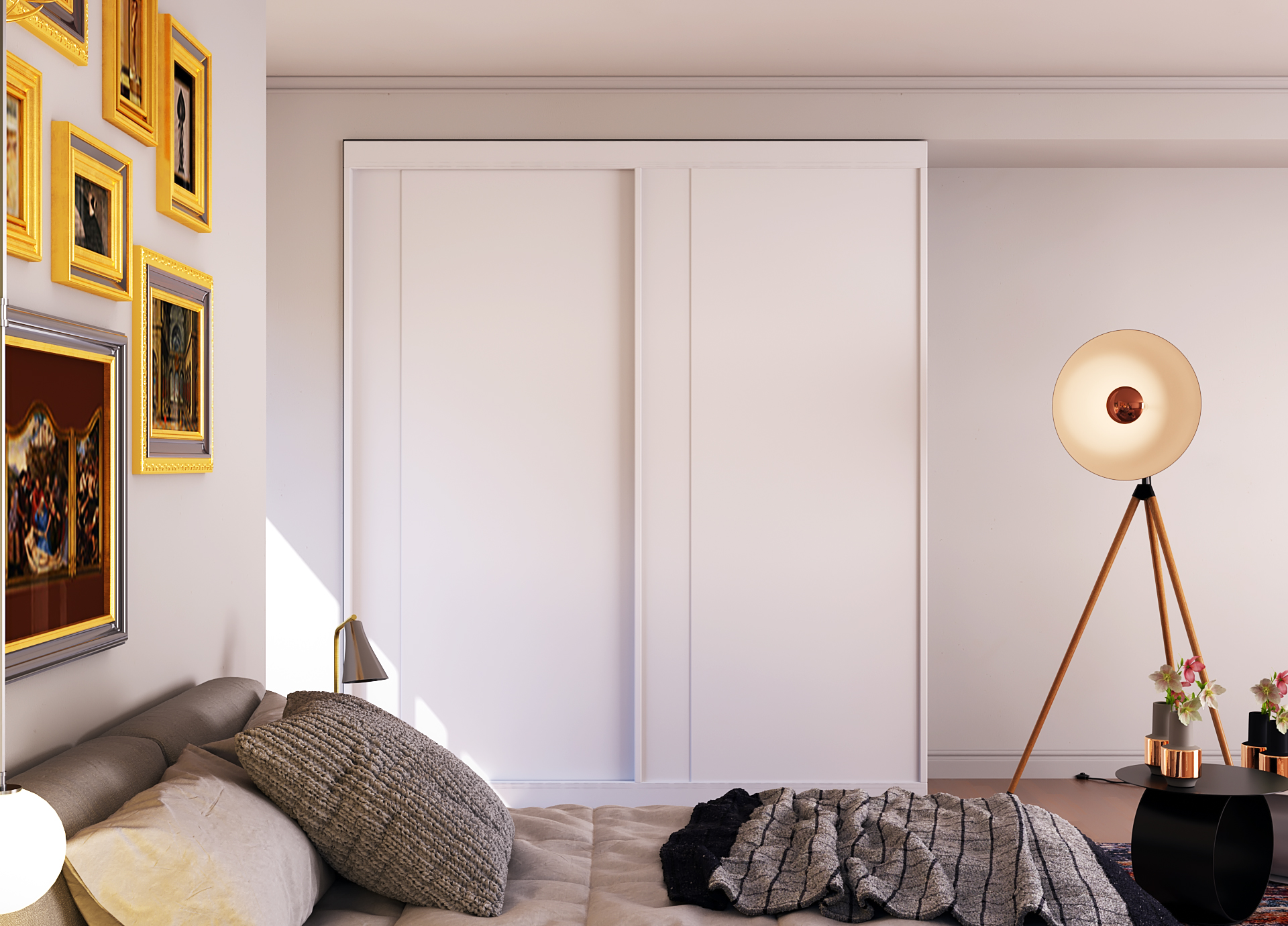 定制新款现代简约推拉烤漆移门两门大衣橱e0级环保家具家用 卧室