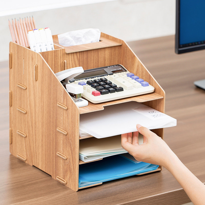 文件架多层a4文件夹收纳盒办公用品文件整理收纳架桌面多功能文件架子