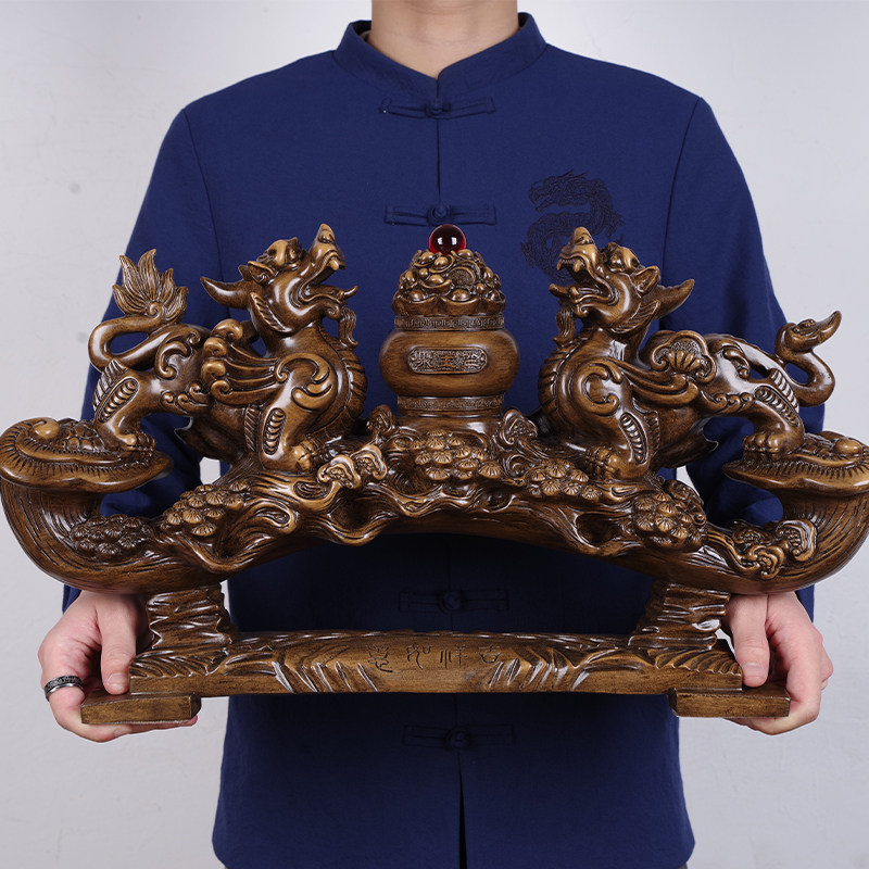 风水招财貔貅摆件一对大号聚宝盆如意貔貅聚财旺财客厅店铺开业礼