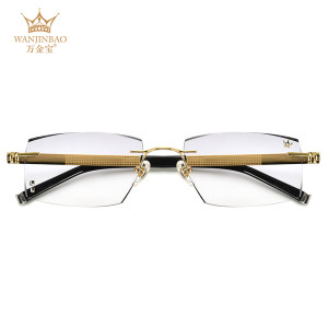 万金宝钻石切边无框眼镜男图片