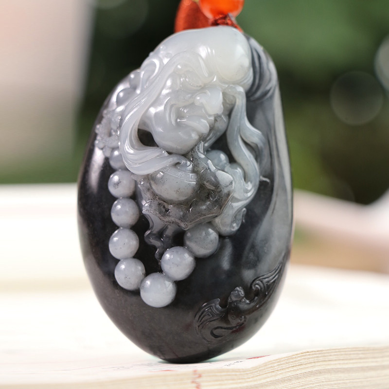 青花籽料新疆天然和田玉男士款玉石把玩件罗汉文玩收藏手把件204g