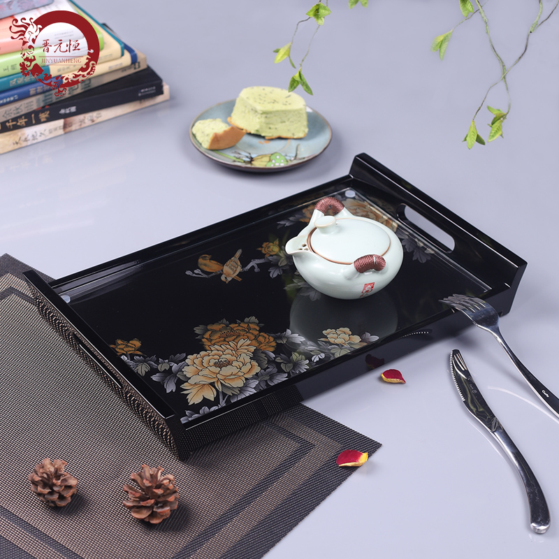 晋元恒新中式彩绘漆器商用托盘木质客厅创意长方形收纳盘酒店用品在类目 家居饰品, 装饰器皿, 果盘/果篓中 - 来自Buy2taobao.com提供专业的淘宝代购服务