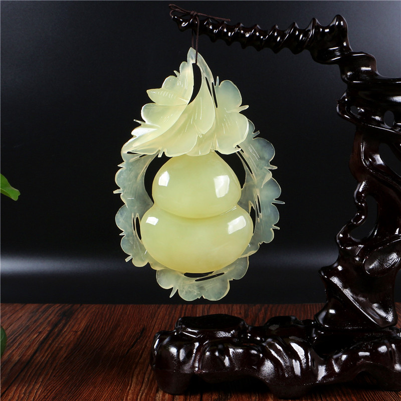 恒通玉器的优惠券大全—辽宁岫玉摆件玉器摆件玉石葫芦天然玉石摆件