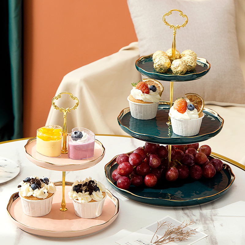 欧式三层串盘陶瓷盘子 创意蛋糕盘架子甜品点心盘 婚礼摆盘展示架