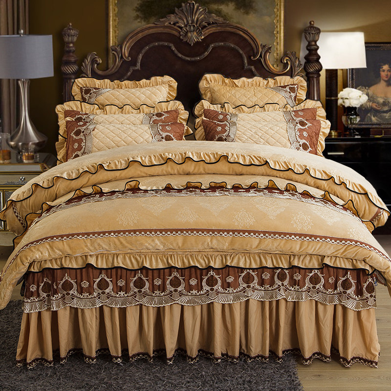 星晨梦兰专卖店水晶绒夹棉加厚珊瑚绒四件套床单被套床上法兰绒莱绒