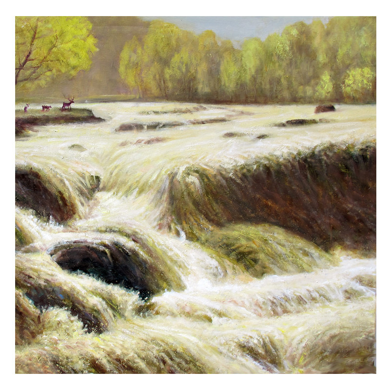 曾军《春潮晨辉》布面油画