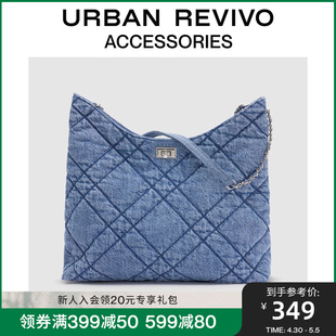 URBAN REVIVO女士时尚通勤牛仔托特单肩斜挎包UAWB32311