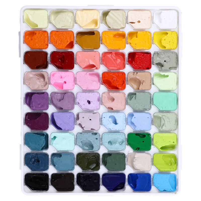 马利牌果冻水粉颜料套装 54色初学者儿童马丽色彩画马力牌小学生用工