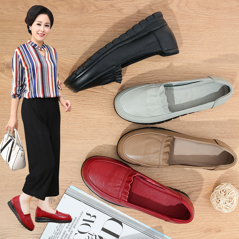 闽郎世家妈妈鞋真皮软底女舒适孕妇牛筋底皮鞋中老年中年防滑单鞋|msdalam kategori Kasut wanita, kasut rendah - dari Buy2taobao.com untuk memberikan perkhidmatan ejen Taobao profesional membeli