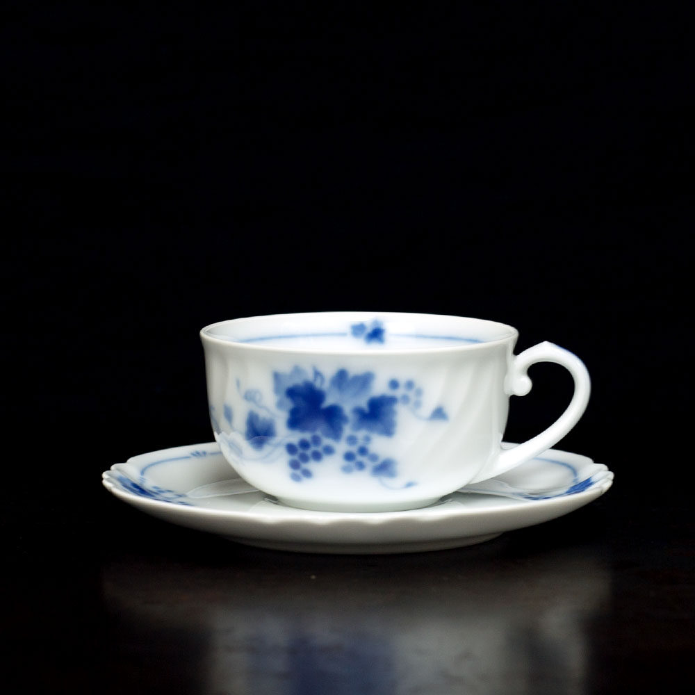 okura大仓陶园皇家御用手绘冈染葡萄图案咖啡杯咖啡杯