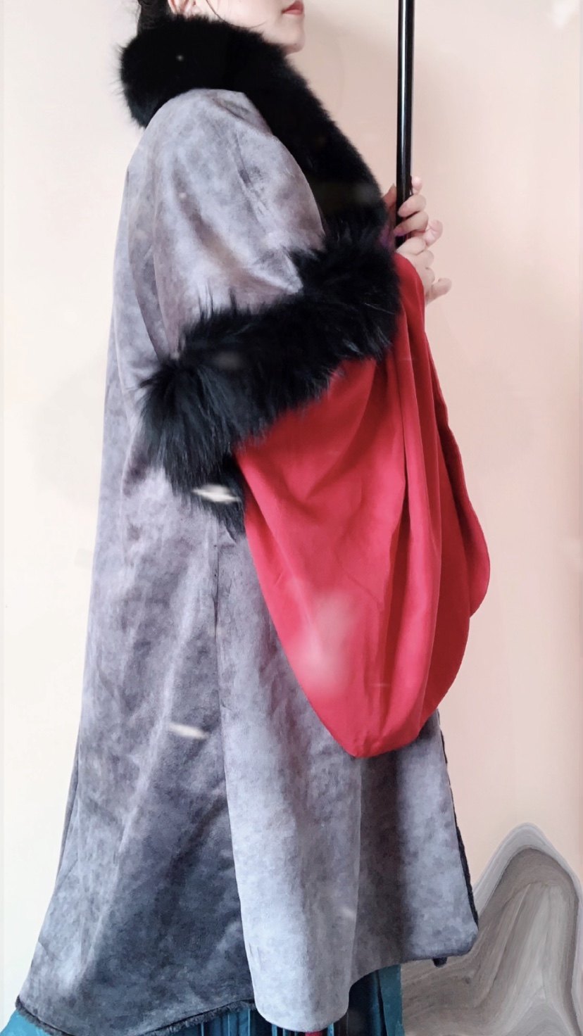 青竹苑原创汉服朱雀灵情侣cp款加绒斗篷男女同款重工刺绣秋冬款装