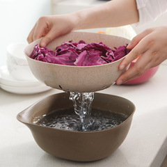 专利产品 小麦秸秆双层沥水篮 厨房洗菜篮子水果篮沥水洗菜篮排水