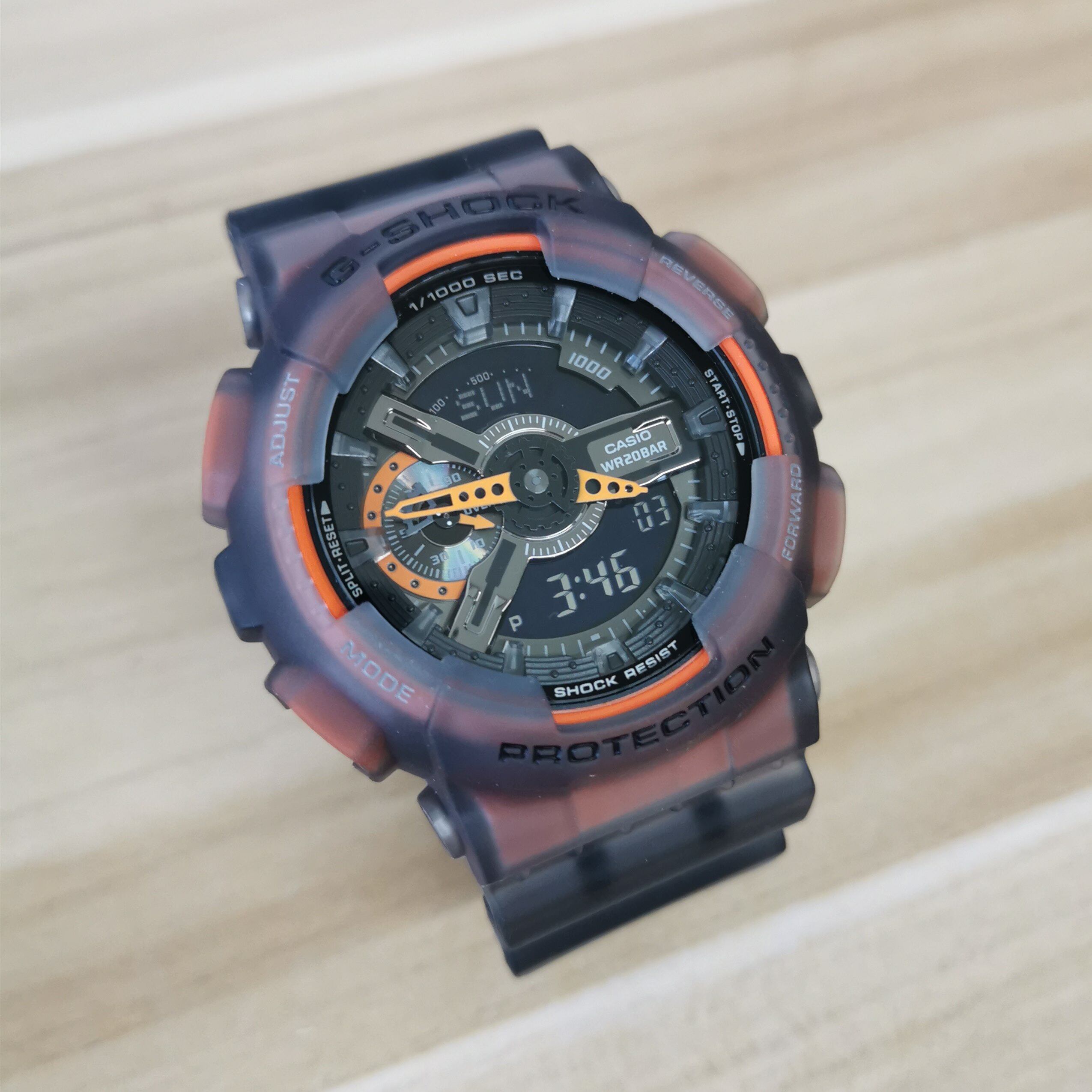 卡西欧手表男gshock冰电之韧系列透明防水防震运动表ga110ls1a