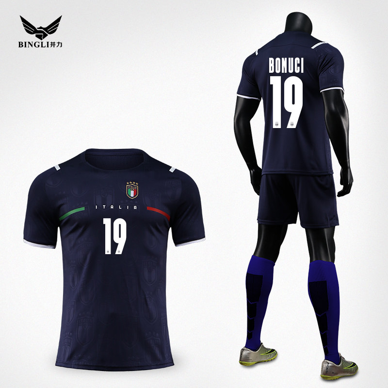 意大利队球衣2122赛季第二客场国家队19号博努奇短袖比赛队服印字
