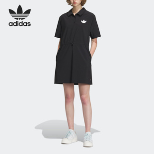 上新J Adidas阿迪达斯三叶草女裙秋季运动休闲短袖连衣裙IP2199