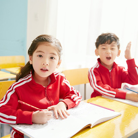 幼儿园园服春秋冬装红蓝色长袖三件套运动装教师服小学生校服班服