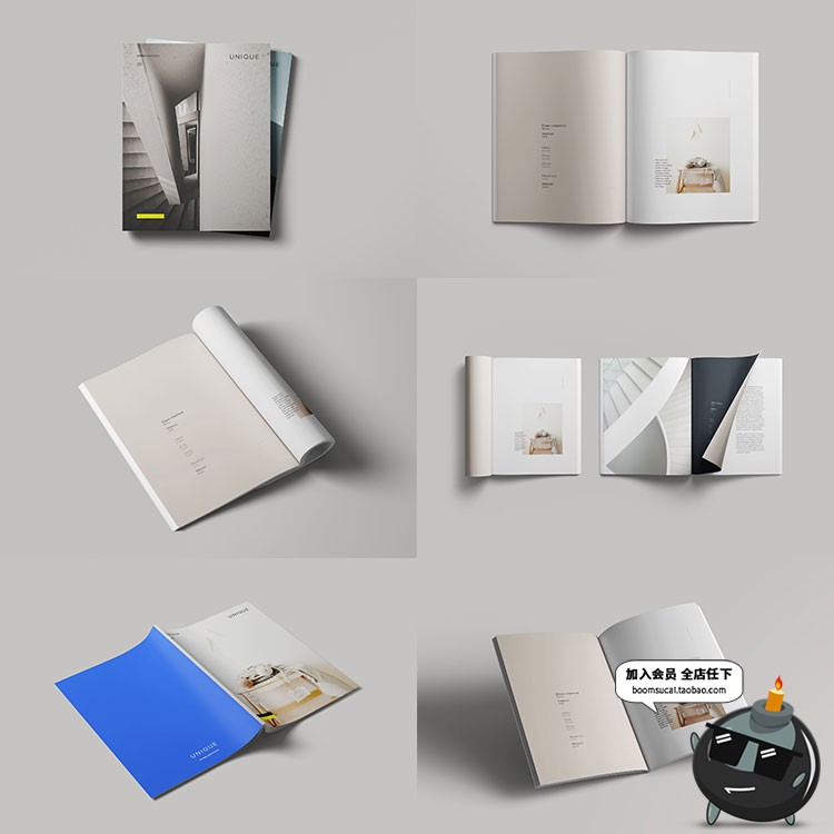 简约杂志品牌手册画册设计书籍文创装帧vi样机展示psd模板ps素材