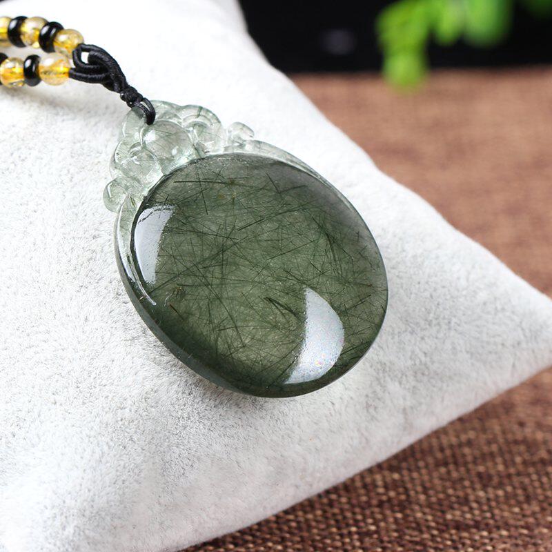 巴西天然绿发晶吊坠透体