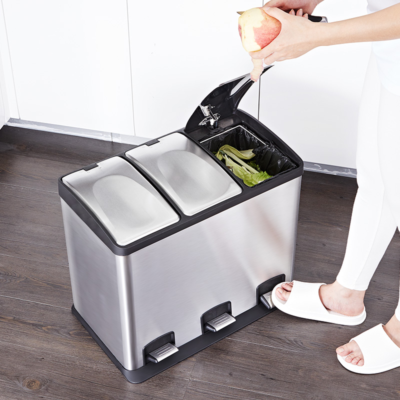 Stainless steel garbage classification Trash With cover household kitchen family Pedal Double barrel Shanghai Wet and dry separatein the Family/Personal Cleaning Tools , Housework/Floor cleaning equipment , Trash/Trash rack , Trash category - from Buy2taobao.com to provide professional Taobao agent buy service