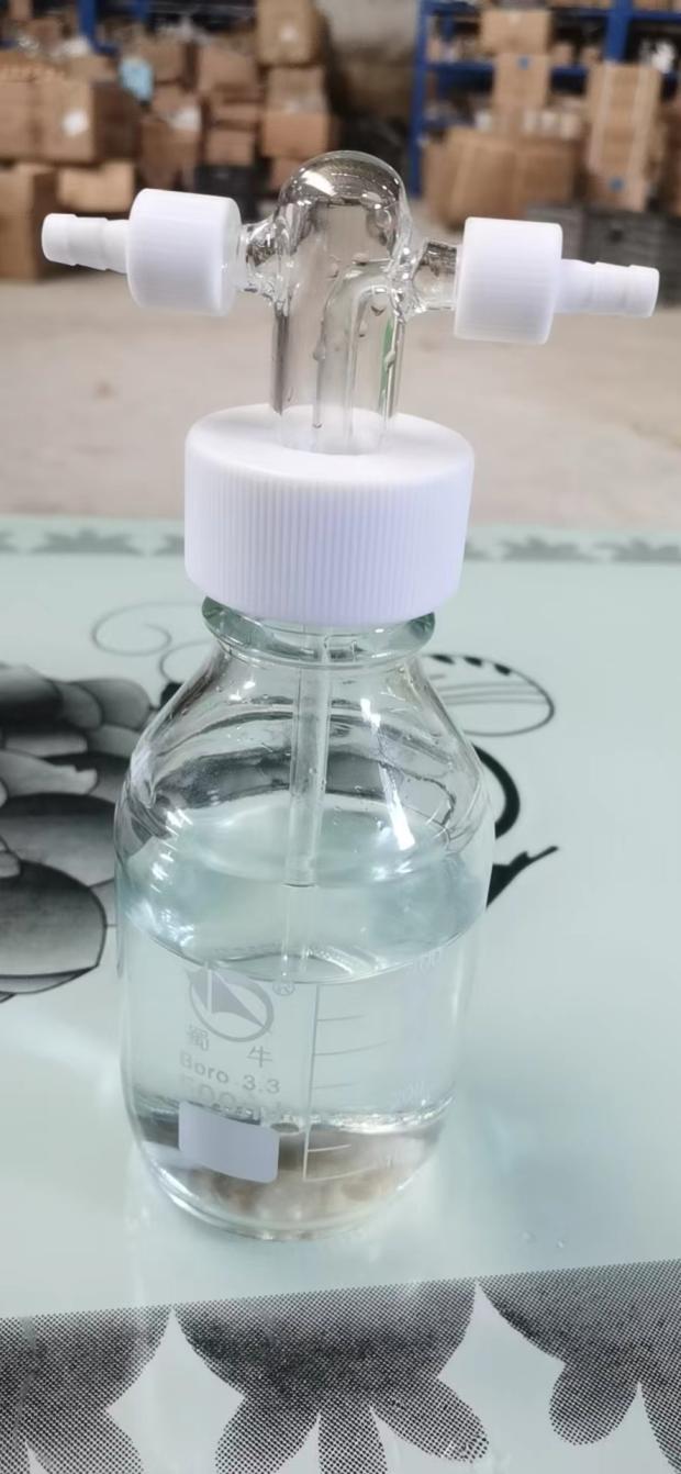高硼硅全四氟洗气瓶耐腐蚀GL45玻璃缓冲瓶螺口洗气瓶500/1000ml