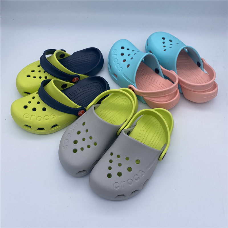 cross儿童鞋伊莱克托户外沙滩洞洞鞋防滑软底男女童拼色凉鞋拖鞋