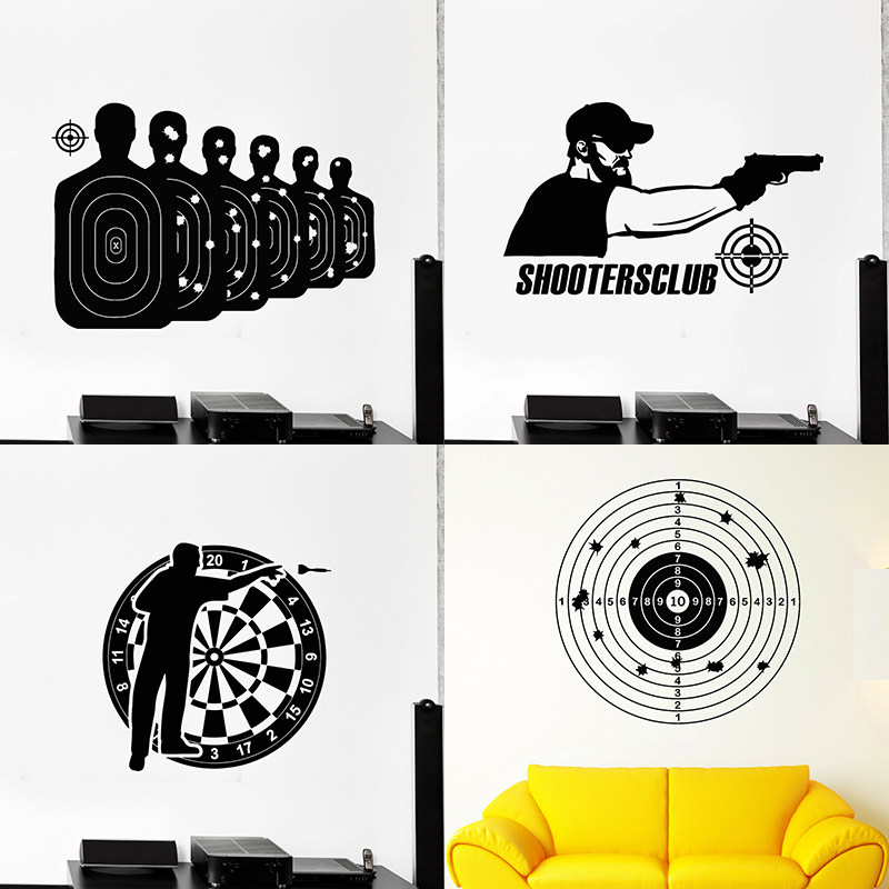 射击俱乐部贴画靶场游戏打靶贴纸target shoot飞镖运动防水墙贴