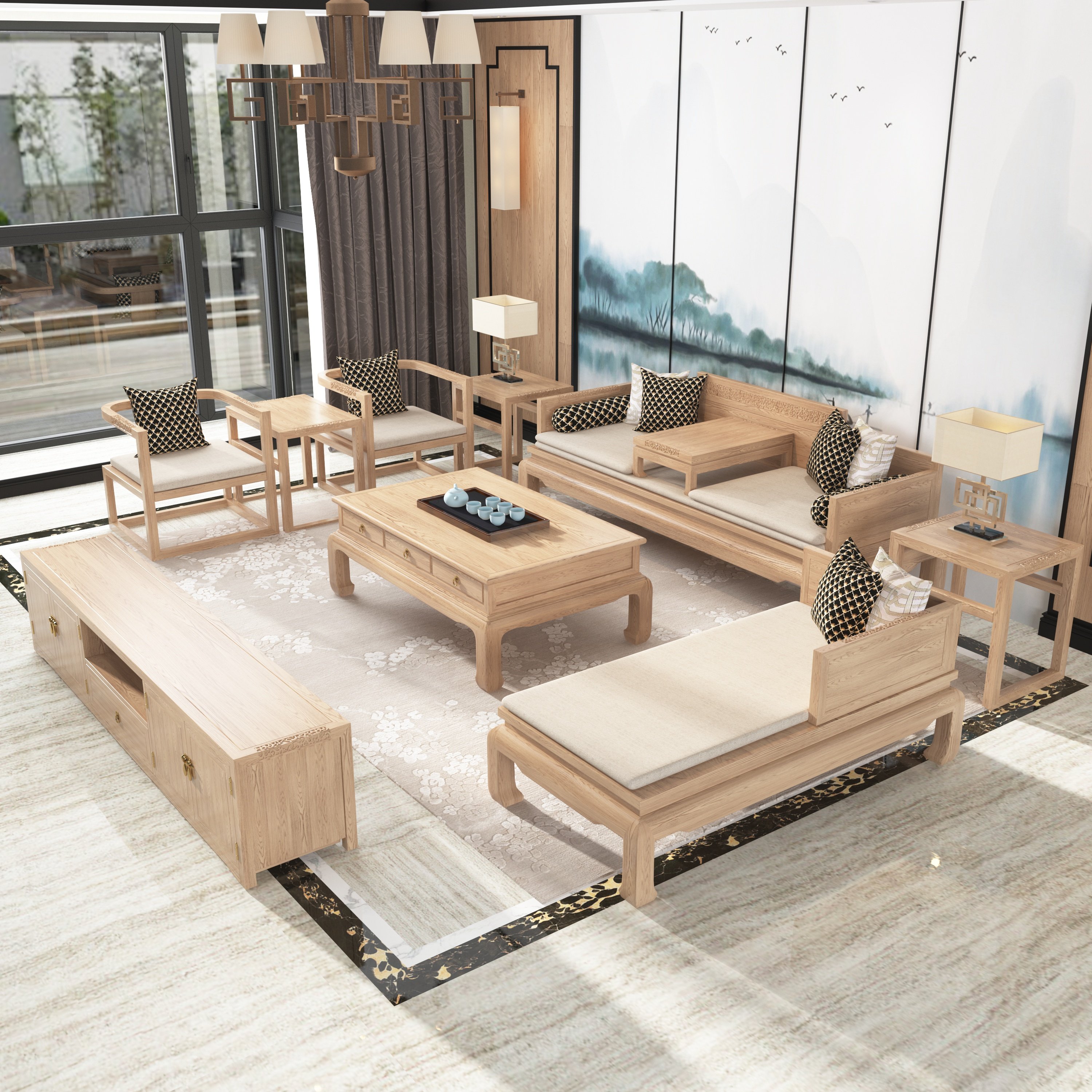 新中式实木沙发禅意