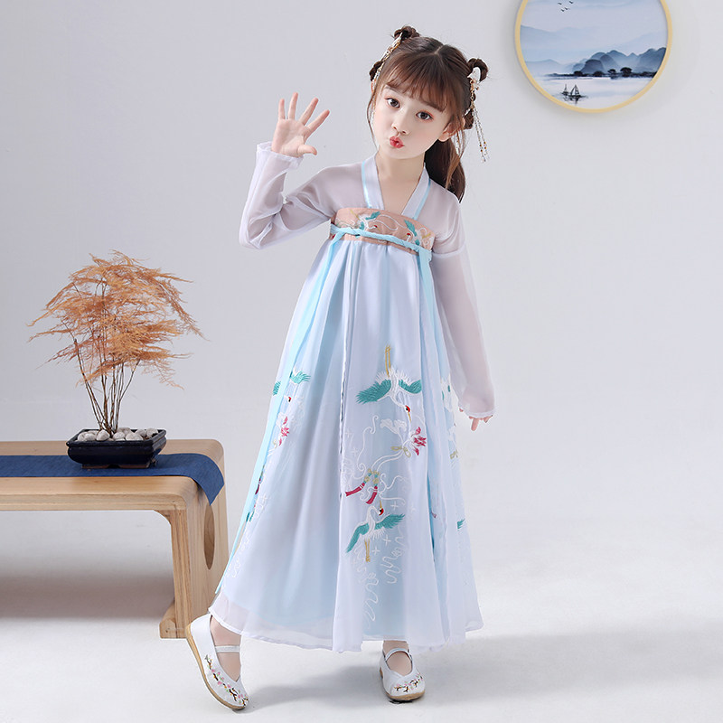 儿童古装汉服女童超仙齐胸襦裙小女孩宝宝中国风童装古风连衣裙秋