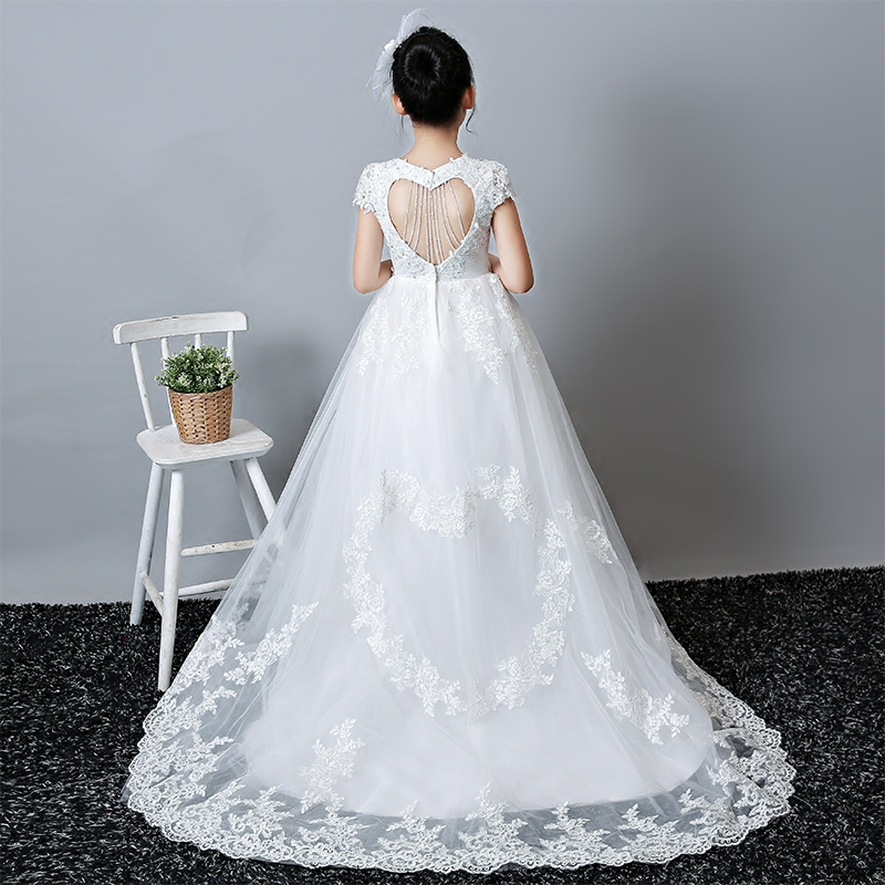 儿童婚纱礼服公主女童蓬蓬白纱裙拖尾花童钢琴演出服走秀晚礼服在类目 童装/婴儿装/亲子装, 儿童礼服中 - 来自Buy2taobao.com提供专业的淘宝代购服务