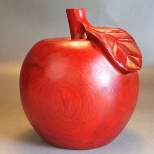 花梨木雕刻苹果摆件家居客厅办公室实木平安果乔迁新居装饰工艺品